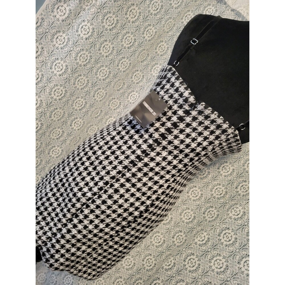 NWT Forever 21 Tweed Houndstooth Mini Dress with Fringe Detail - Picture 7 of 16